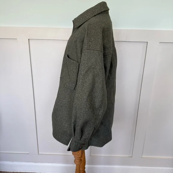 Zara Women’s Oversized Shacket Shirt Jacket Green Size SM grunge outdoor fall - Picture 4 of 9